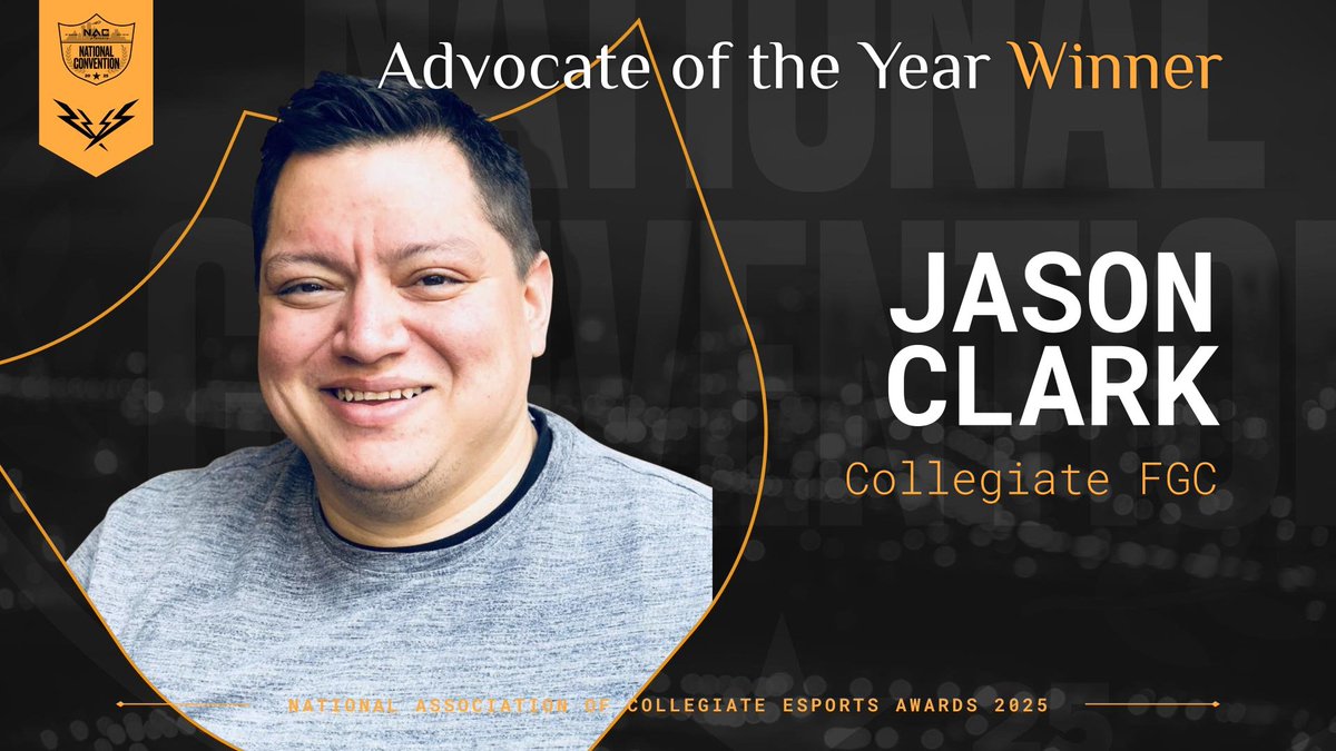 NACEsports's tweet image. A champion of the scene working to push collegiate esports forward...
The 2025 Advocate of the Year Award goes to
@HellOnPaws from @CFGC_gg
Congratulations!