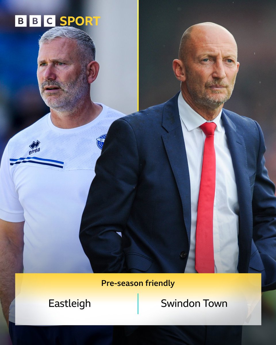 BBCWiltsSport's tweet image. Final day of #STFC pre-season action 💪
Eastleigh 🆚 Swindon Town
🏟️ Silverlake Stadium
⏰ KO 15:00
#BBCFootball