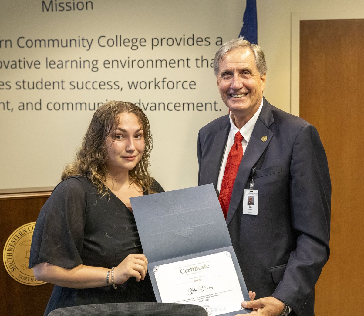 We’re thankful to the men and women who serve on our Board of Trustees and provide oversight to our college. Last night, J.K. Coward joined our board &amp; Jeff Cloer was sworn in for his 4th term as a trustee. We also honored Zyla Young, our student rep or the past 2 years.