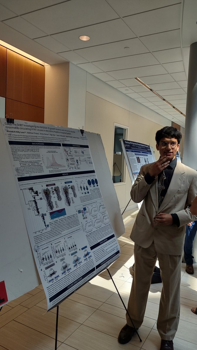 andrewpekosz's tweet image. Our two summer students wrapped up their stays in the laboratory with posters on the influenza viruses that circulated this past year. One preprint is up and another is coming. lots of thanks to @CEIRRNetwork , @JohnsHopkinsMMI and @hmostaf2 for support and collaborations!