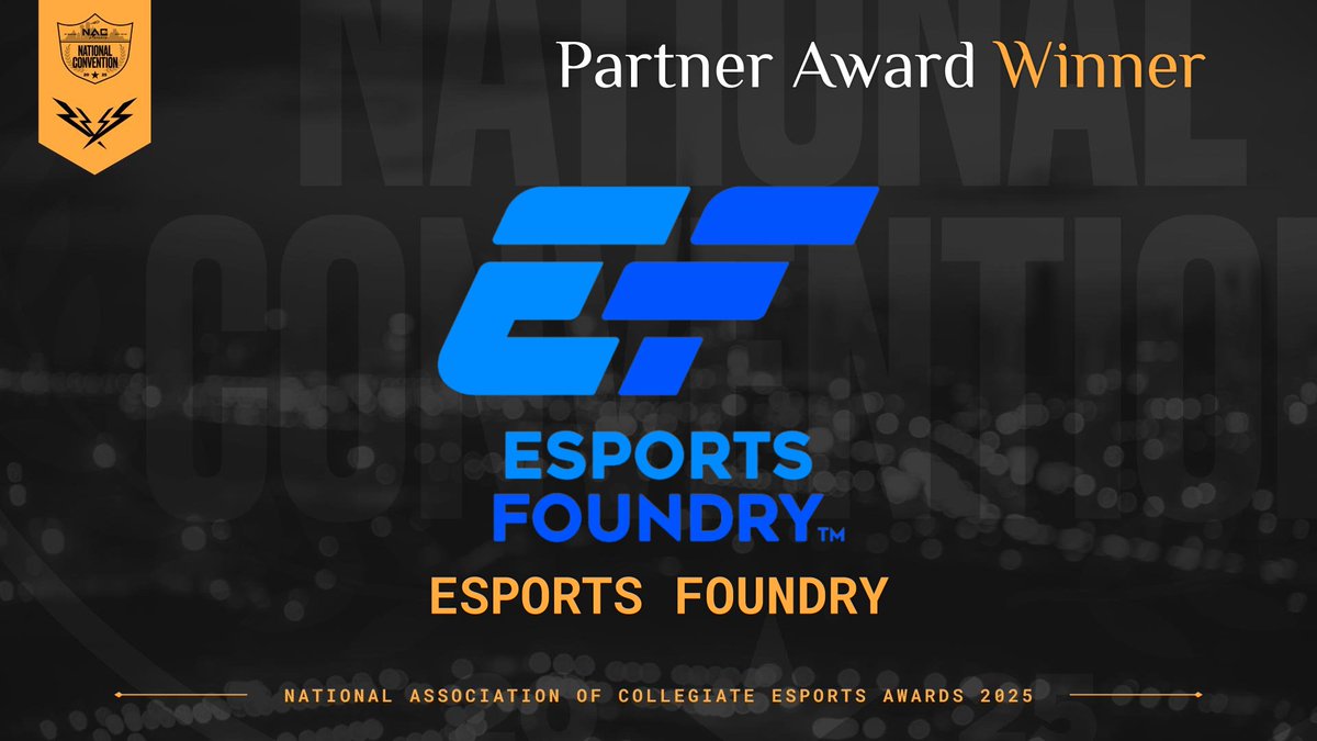 NACEsports's tweet image. For your support of collegiate esports...
The 2025 Partner of the Year Award goes to
@esports_foundry
Congratulations!