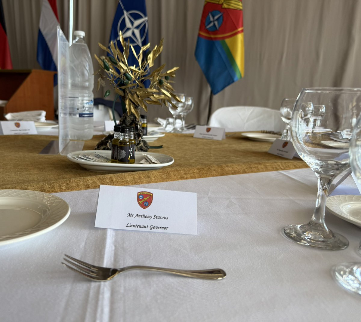 Receiving a briefing from the NATO Maritime Interdiction Operational Training Center in Souda Bay, Crete, Greece.