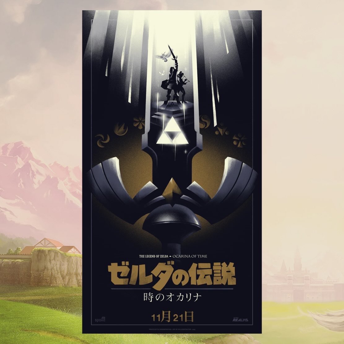 Willowstration's tweet image. “…a thing that does not change with time is a memory of younger days.”
‘Ocarina of Time’ - 20x36
Regular Edition of 150
Variant Edition of 75
Booth 4900 this weekend at #SDCC - Leftovers via Spoke Art later on!
#zelda #thelegendofzelda #ocarinaoftime #mastersword #gameart
