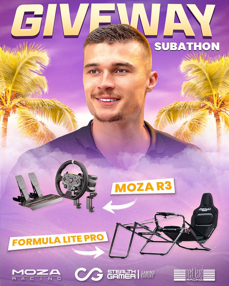 [#CONCOURS] Gagne ton setup complet ! 🏎️

Pour le début du SUBATHON on vous fait gagner un cockpit et un volant ! 🎁

Pour participer :
- Like et RT ce post 
- Mentionne un ami à toi en commentaire 
 - Follow <a href="/KailonYTB/">Kailon 🏎</a> <a href="/StealthGamerFR/">Stealth Gamer</a> <a href="/moza_racing/">MOZA Racing</a> <a href="/KailonTV/">KailonTV</a> 

Viens sur le live
