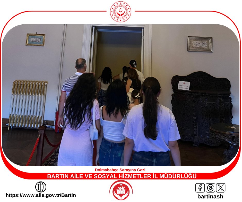 Bartın Aile ve Sosyal Hizmetler İl Müdürlüğü (@bartinnash) on Twitter photo İl Müdürümüz Yavuz Korkmaz, görevli çalışma arkadaşlarımız,15 Temmuz Gazimiz Gürhan Altıntaş ile Çocuk kuruluşlarımızda korunma ve bakım altında bulunan çocuklarımızla birlikte, tarihimizde önemli bir yere sahip olan İstanbul Dolmabahçe Sarayı’nı gezdiler.
<a href="/tcailesosyal/">T.C. Aile ve Sosyal Hizmetler Bakanlığı</a> İl Müdürümüz Yavuz Korkmaz, görevli çalışma arkadaşlarımız,15 Temmuz Gazimiz Gürhan Altıntaş ile Çocuk kuruluşlarımızda korunma ve bakım altında bulunan çocuklarımızla birlikte, tarihimizde önemli bir yere sahip olan İstanbul Dolmabahçe Sarayı’nı gezdiler.
<a href="/tcailesosyal/">T.C. Aile ve Sosyal Hizmetler Bakanlığı</a>