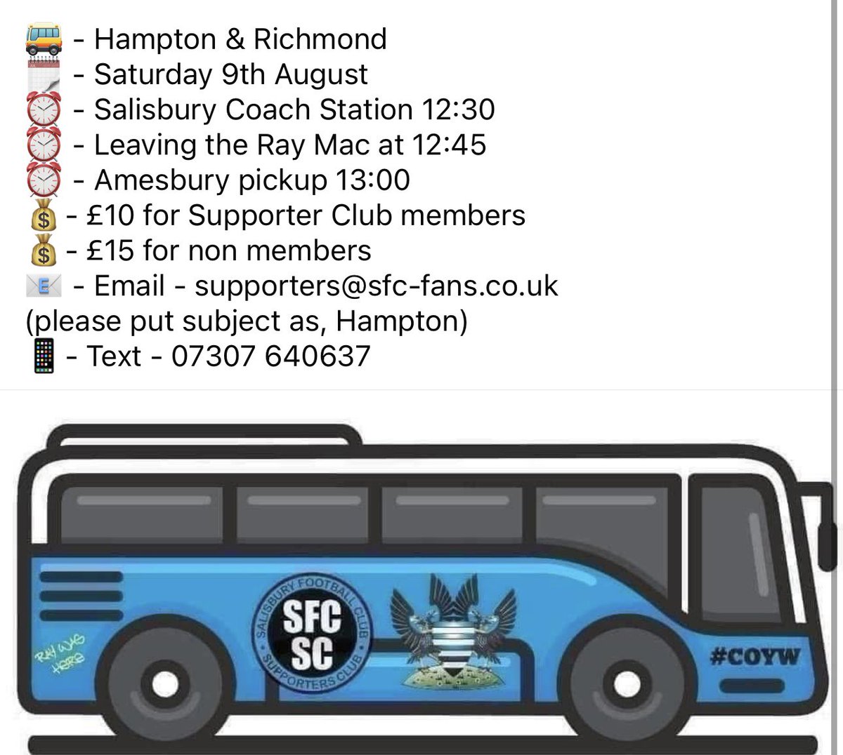 SFCSupporters's tweet image. Seats are getting filled for our first game of the season away at Hampton & Richmond!
Book yours now for just 拢10 as a Supporter Club member!!
