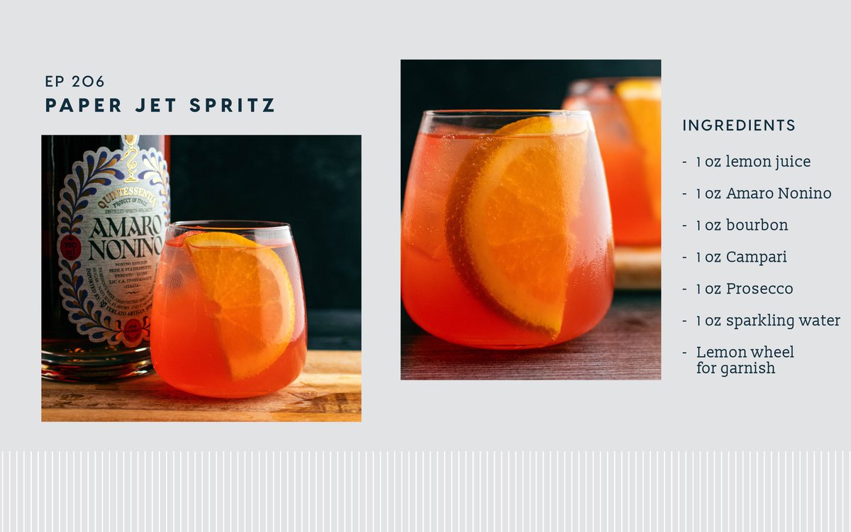 Bold move: putting bourbon in a spritz. The Paper Jet Spritz proves it works beautifully. Bourbon + Amaro Nonino + Campari + lemon + bubbles = liquid sunset in a glass. It's got that perfect bitter-sweet balance with enough fizz to keep things fun. Recipe: buff.ly/IQKQYbC