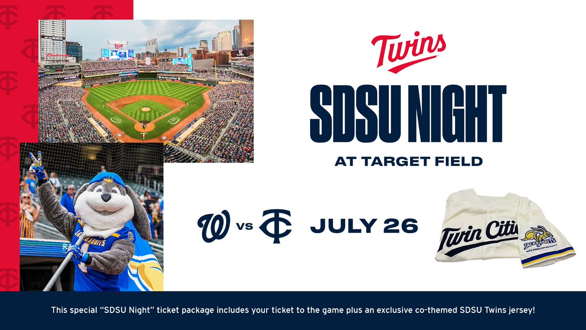 SDStateAlumni's tweet image. Who&apos;s joining us at Target Field today for SDSU Night? ✋

#GoJacks #SDState
