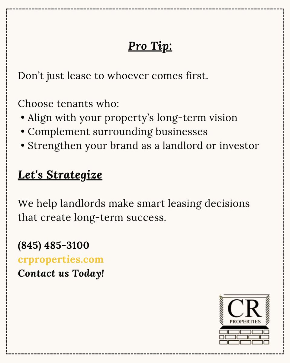 💡 Insight of the Day:

A strong anchor = stronger neighbors, faster lease-up, and lasting value.

CR Properties helps landlords build smarter portfolios.

#CRE #LeasingStrategy #CommercialRealEstate #CRPropertiesGroup #HudsonValleyCRE