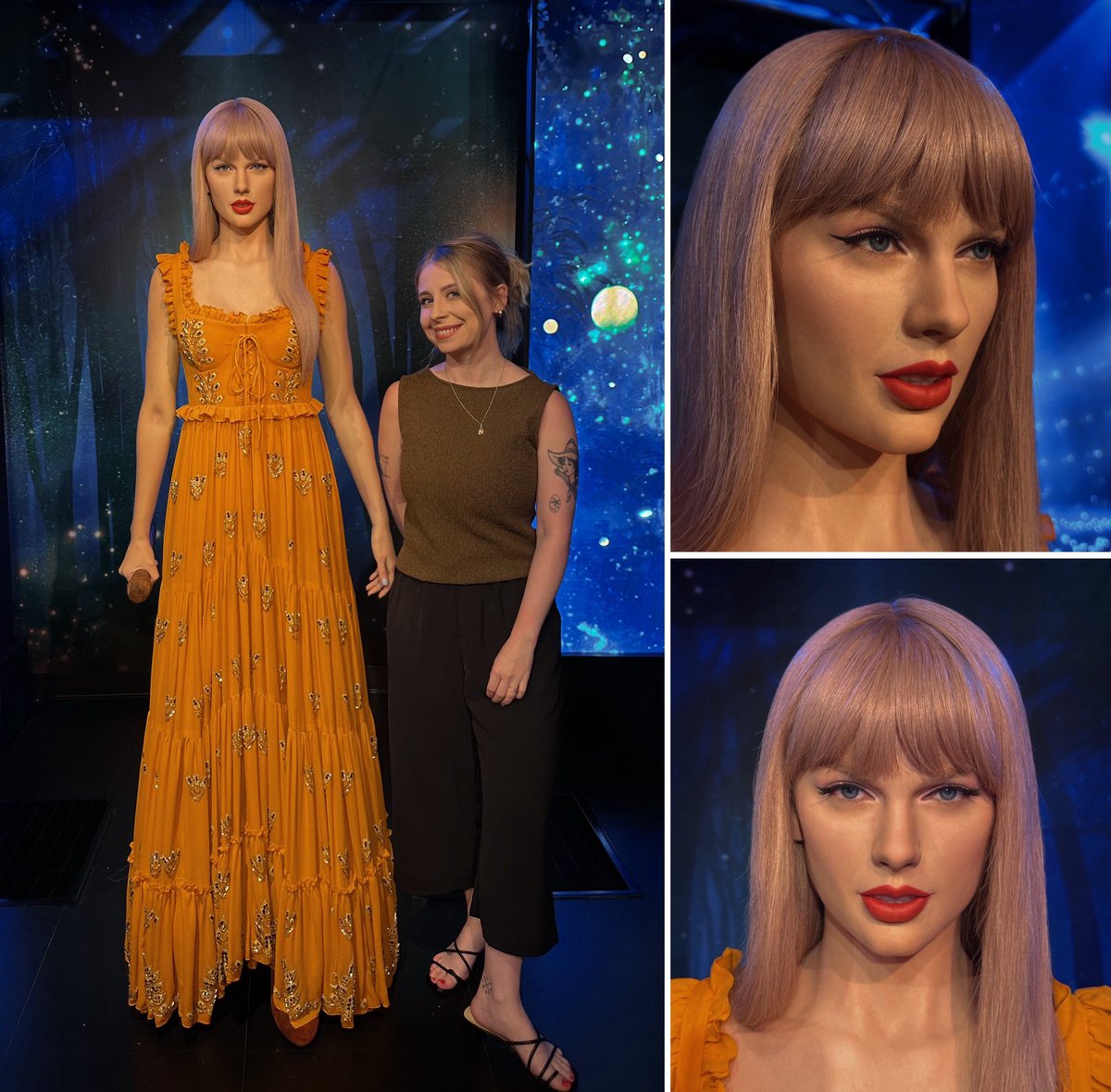 alltooriah's tweet image. pretending i’m back at the eras tour 🤎🫶🏻 #TSTheErasTour #MadameTussauds #EvermoreEraTSTheErasTour @taylornation13