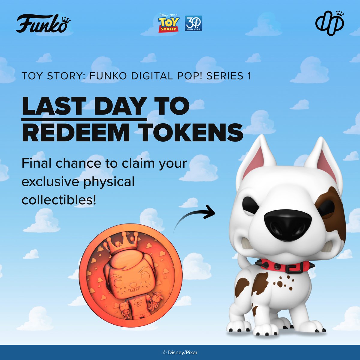 Dropppio's tweet image. Last call — Redeem your tokens! The Toy Story: Funko Digital Pop! Redemption Period ends TODAY, July 25, 2025 at 11:59 pm PT!
To redeem, visit droppp.io/redemptions/
#ToyStory #Funko #Droppp #DigitalPop #DigitalCollectibles @OriginalFunko