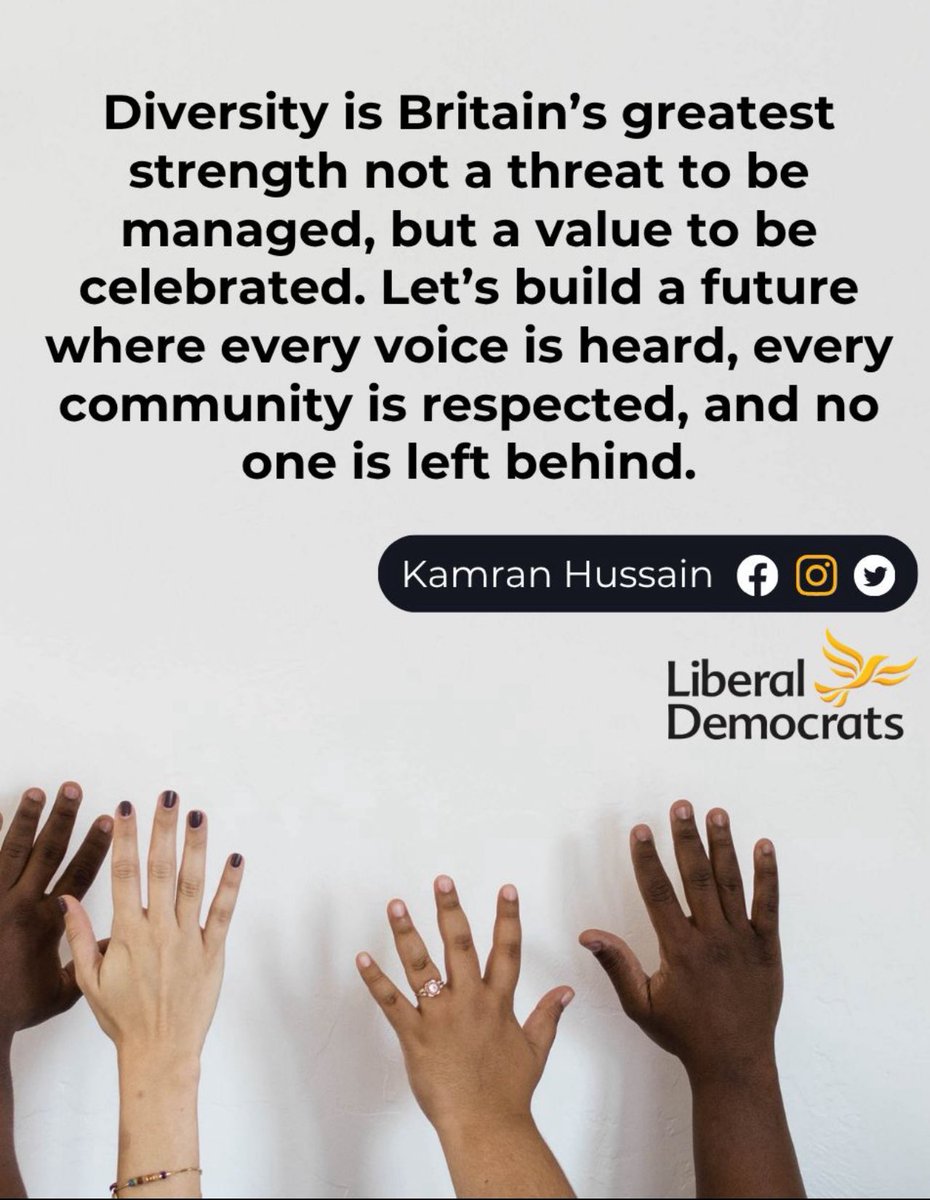 #Diversity is a great strength and not a threat. 

Let’s build a future where every voice is heard, every #community is respected and no one is left behind.

#libdems