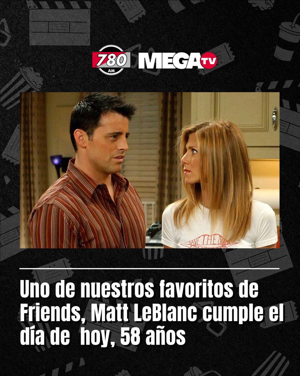 Radio 780 AM (@780am) on Twitter photo !¡FELIZ CUMPLEAÑOS MATT LEBLANC! 🥳
➡️Matt LeBlanc, conocido mundialmente por su icónico papel como Joey Tribbiani en la serie "Friends", cumple 58 años.
Tanto el actor como su personaje "Joey", conquistaron a millones de espectadores con su carisma y humor, que marcando a !¡FELIZ CUMPLEAÑOS MATT LEBLANC! 🥳
➡️Matt LeBlanc, conocido mundialmente por su icónico papel como Joey Tribbiani en la serie "Friends", cumple 58 años.
Tanto el actor como su personaje "Joey", conquistaron a millones de espectadores con su carisma y humor, que marcando a