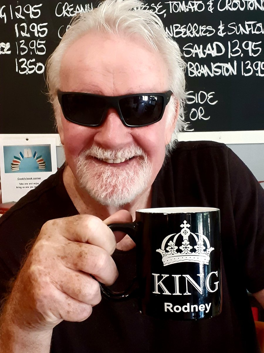 >Morning coffee at Sally's, my local English café😊