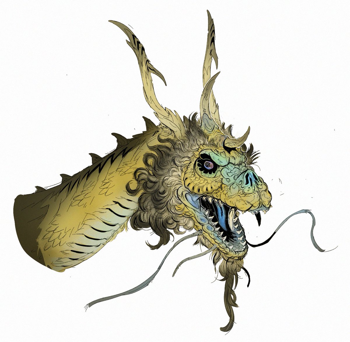 Srutisss's tweet image. Old ghidorah bust scribble