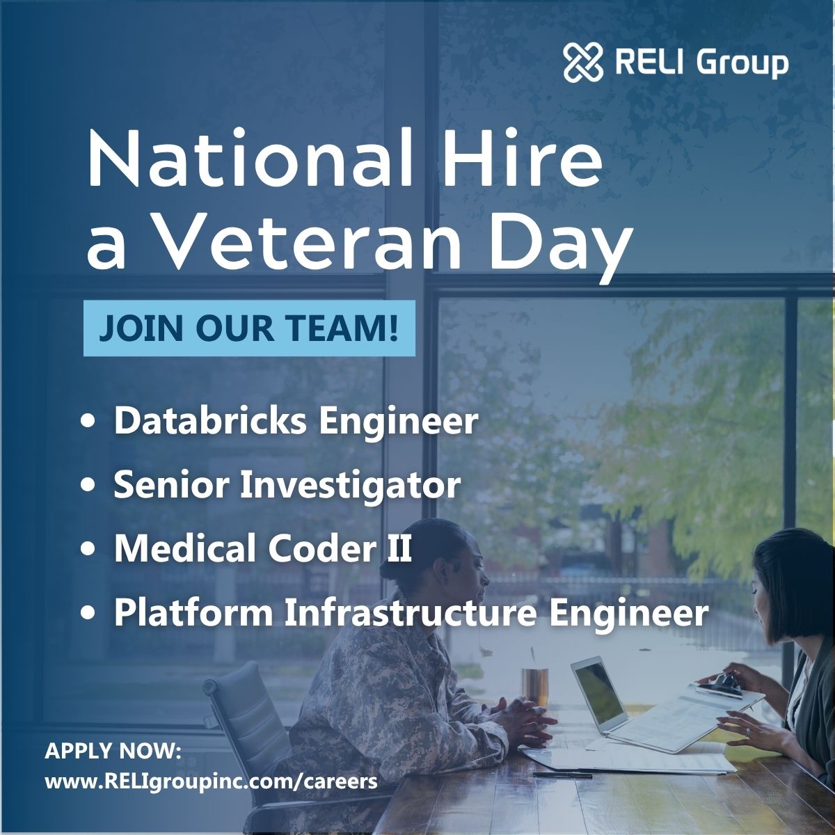 Here at #RELIgroup, we deeply value the skills, dedication and leadership #veterans bring to our team. On #HireaVeteran Day, we encourage veterans to explore our open positions— we'd be honored to have you join us. 

Learn more at: religroupinc.com/careers/?utm_s…