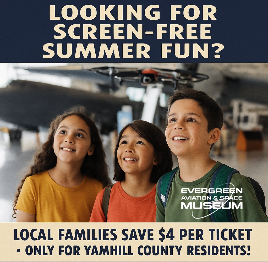 EvergreenMuseum's tweet photo. Looking for screen-free summer fun?
Let your kids check out our drones, launch into space stories, and fuel their imagination.
Local families save $4 per ticket !
Only for Yamhill County residents!
#Staycation #ExploreEvergreen #LocalAdventure #EvergreenMuseum #FamilyFun https://t.co/lpCSWo14F5