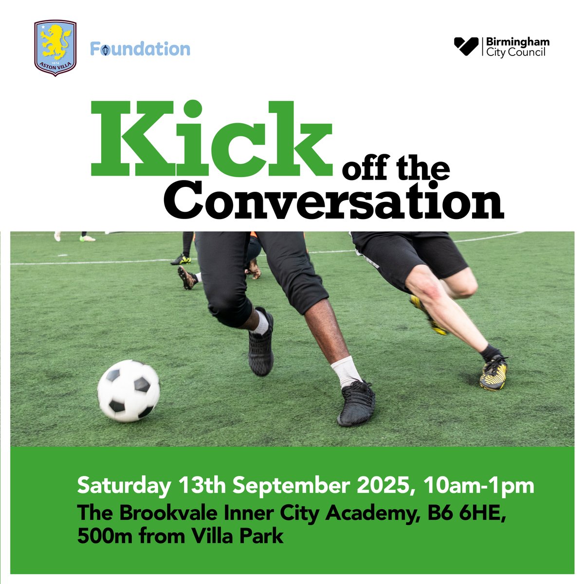 healthybrum's tweet image. We're teaming up with @AVFCFoundation to Kick off the Conversation with a 5-a-side football tournament to mark Bham's first Suicide Prevention Week ⚽
📅 Sat 13 Sep, 10am-1pm
📍 The Brookvale Inner City Academy
👉Register here: forms.office.com/e/5QEAARGEiZ
(🧵 1/2)