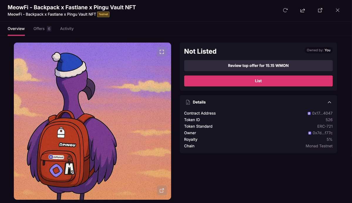 MeowFi_'s tweet image. Our Treasury just swept 39 Liquid NFTs from Meow Finance’s latest vault. 💸

Backed by real liquidity (20 shMON each), these NFTs are anti-jeet by design, yielding over $170 profit + 157% APR at current price. They’re a superior alternative to LP tokens, with better yield, better…