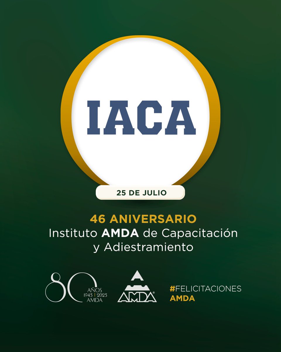 #FelicitaciónAMDA

Hoy celebramos el 46 aniversario del <a href="/IACAMX/">IACA</a>, nuestro brazo capacitador que desde hace más de cuatro décadas ha transformado el sector automotor desde la formación, el desarrollo y la profesionalización.