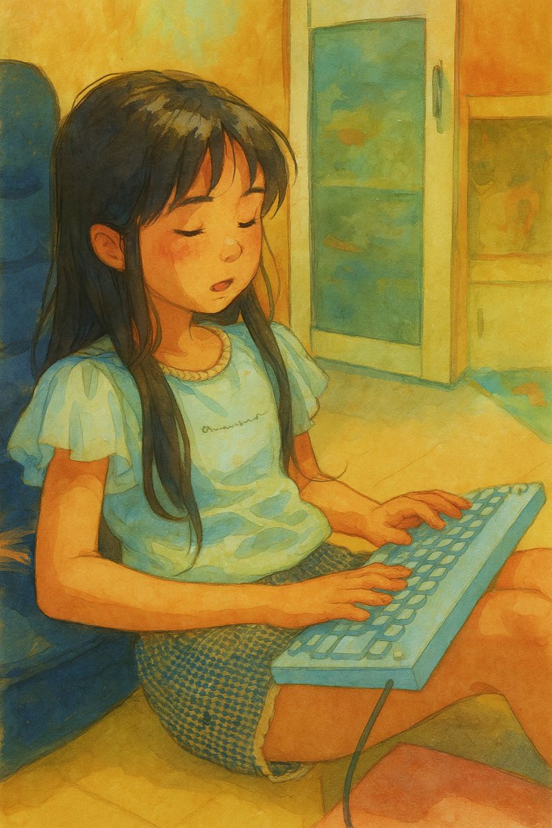 summer_tree777's tweet image. キーボードの練習をする娘。
まだブラインドタッチはできませんが、少なくとも文字はゆっくりうてるようです。
私は小学生でキーボードは使えなかった……はず。
進化してる。