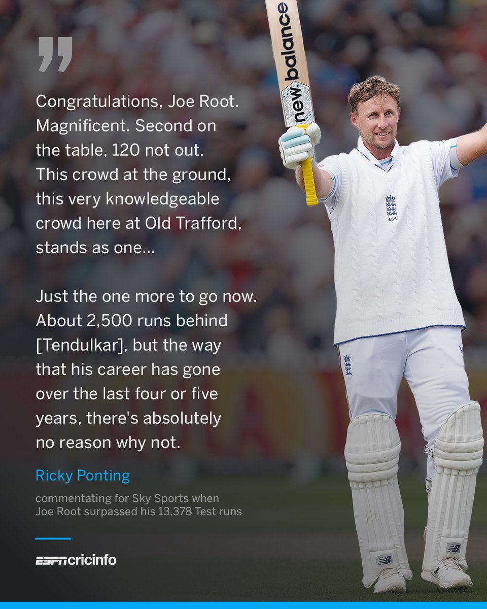Ricky Ponting paid tribute to Joe Root at the moment he was overtaken in the all-time Test run-scorers list 🙌