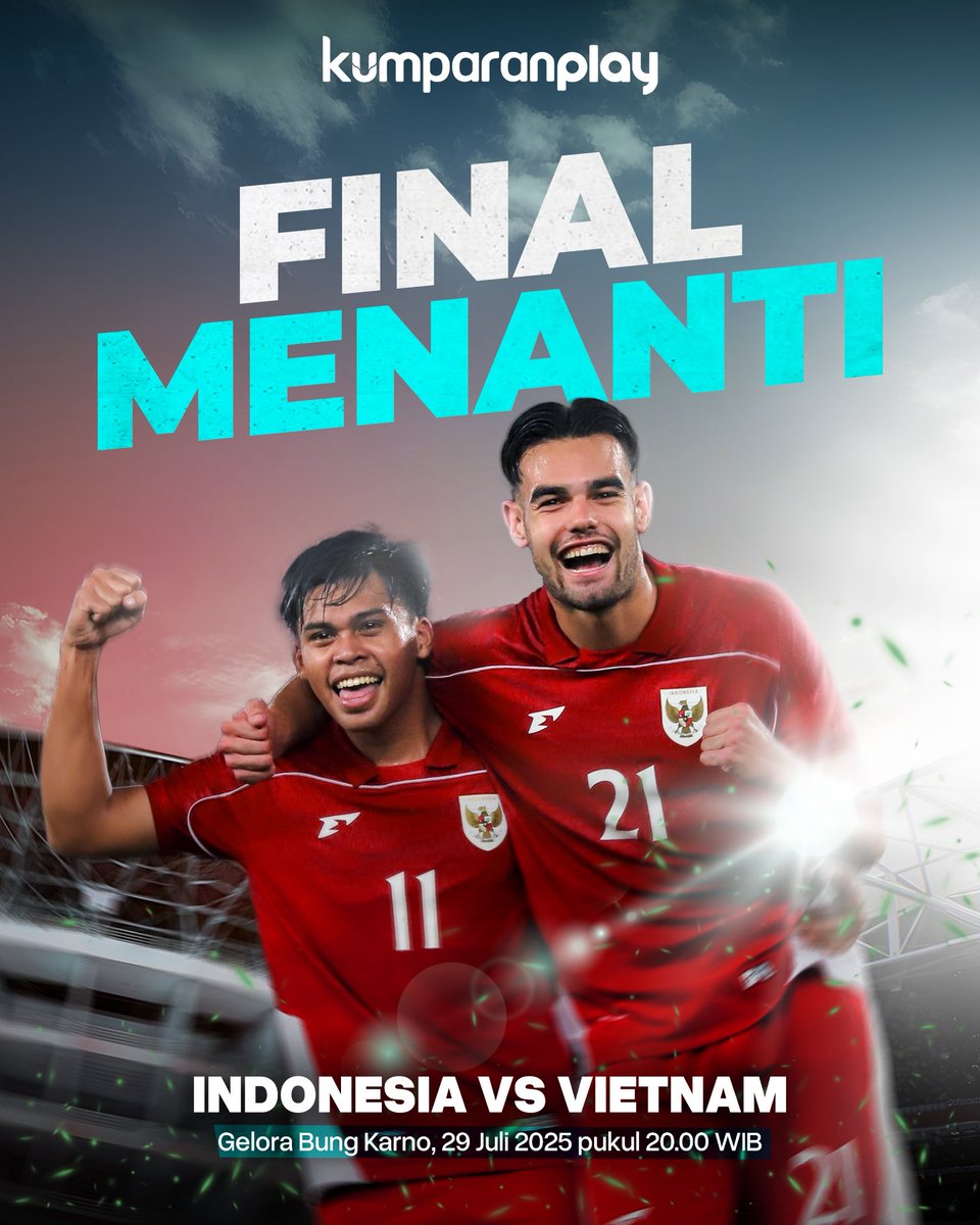 kumparan's tweet image. Garuda Muda melaju ke final AFF U-23 2025 🇮🇩🔥
Terakhir kali Indonesia juara di ajang ini adalah pada 2019, mampukah tahun ini sejarah terulang?
#greetings #kumparan #ASEANU23Championship