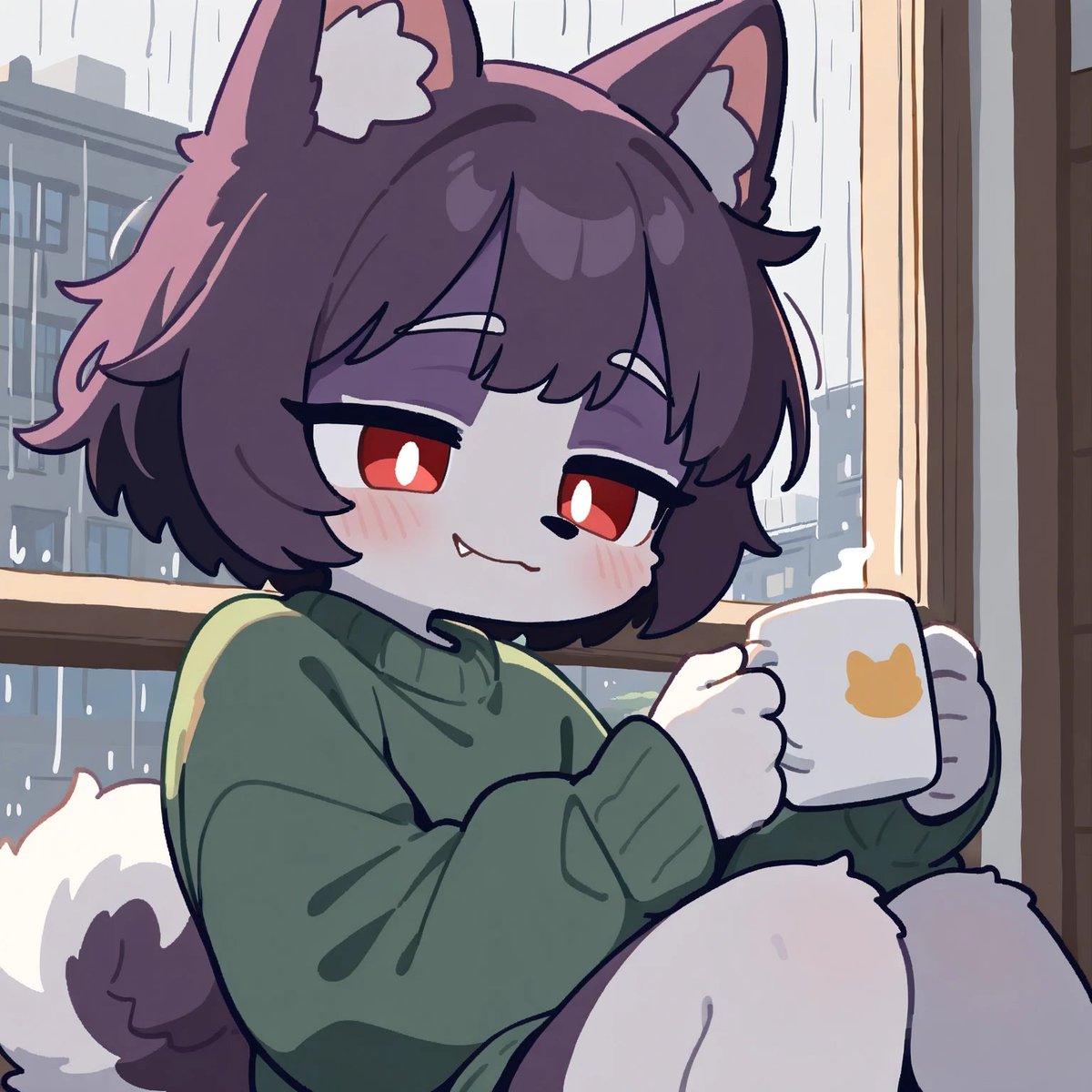 Rainy day today🐺🌧️🌧️

#AIart #kemono #furry #ケモノ