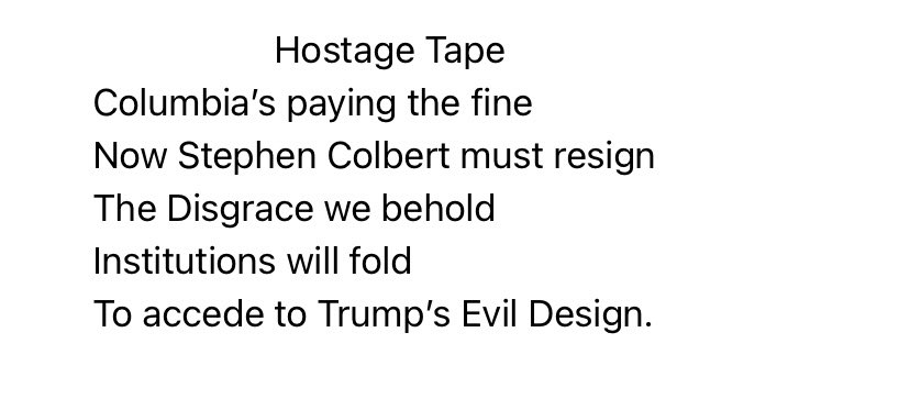 LouC17's tweet image. #TrumpIsUnfitForOffice #Colbert #TrumpsEvilDesign #ColumbiaU #resistanceLimericks @Mick_Limerick @Libericks @Limerick_News @trumplimericks2