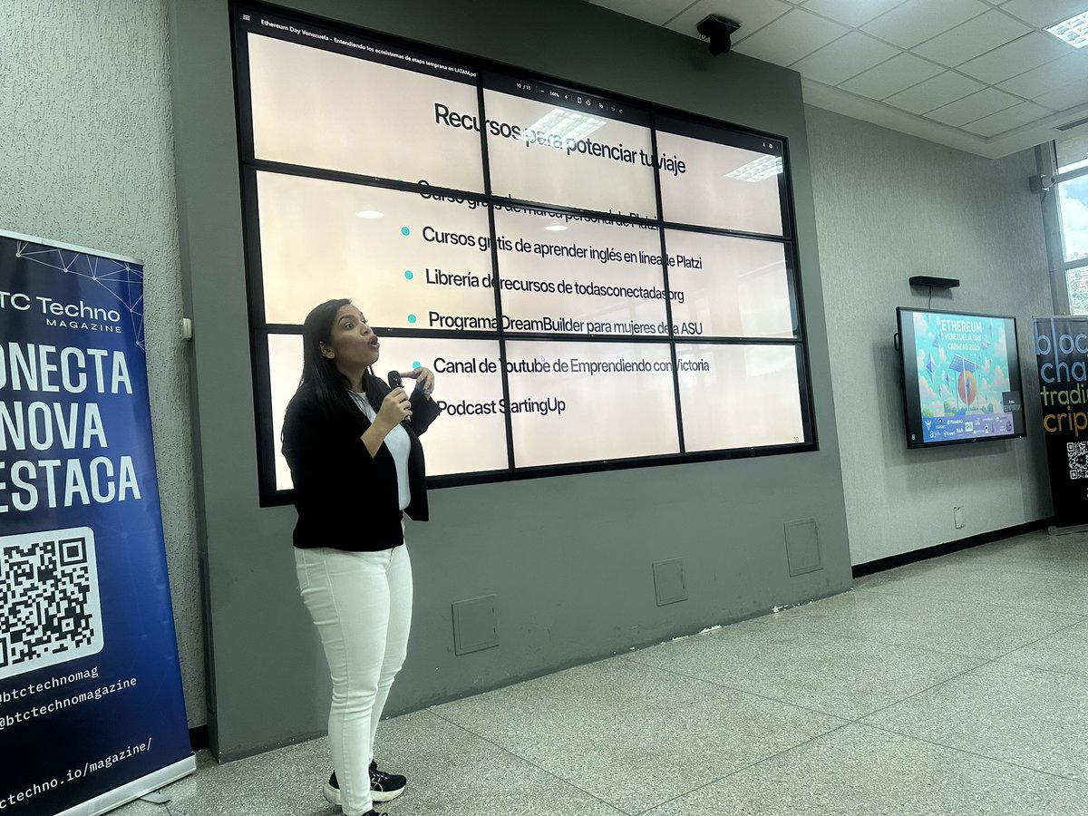 Sandy Gómez, nos explicó sobre cómo hacer para dar nuestros primeros pasos emprendiendo y en el ecosistemas @Ethereum.