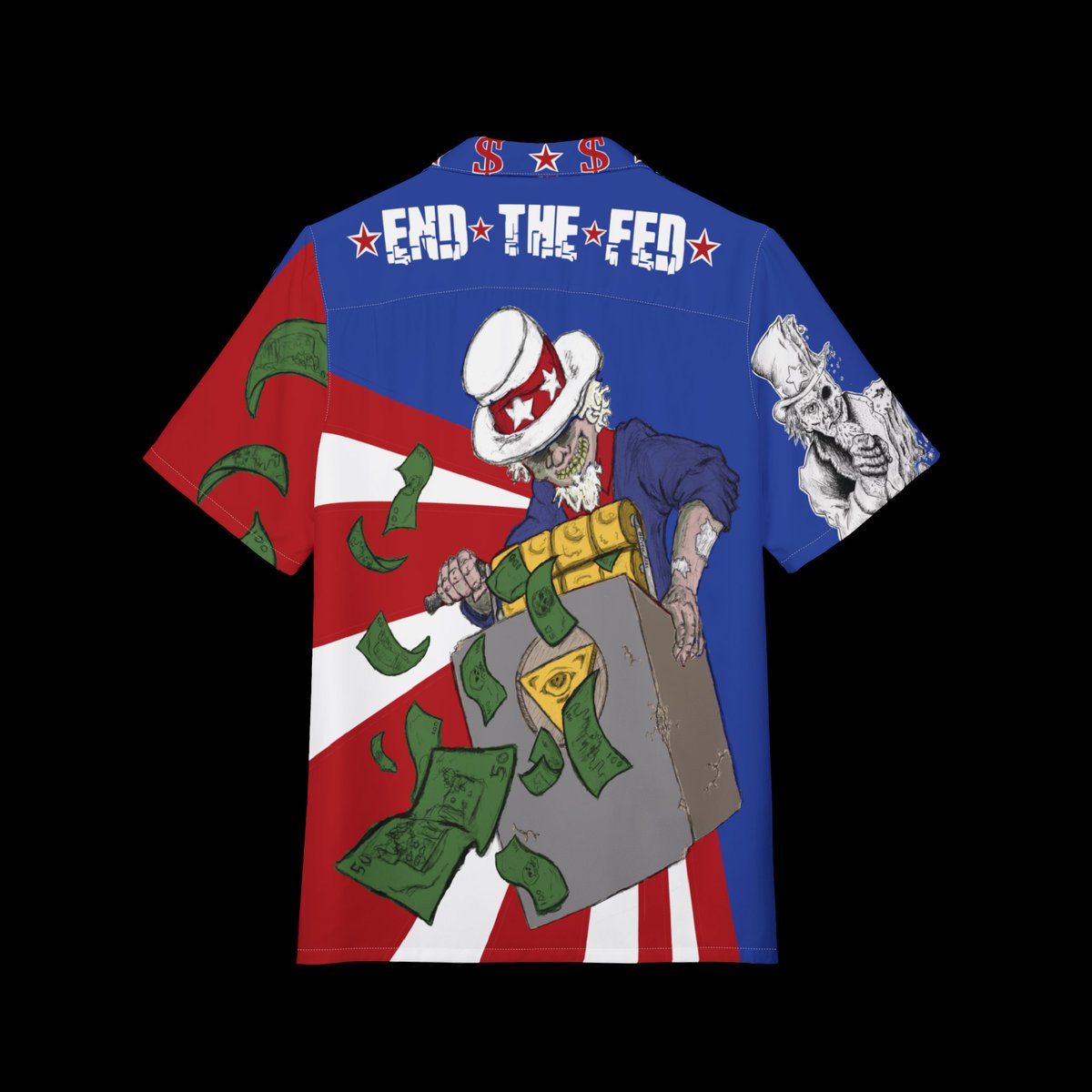 Drew_Aces's tweet image. End the Federal Reserve
Hawaiian shirt test run arrives Monday. If it passes my quality check, it will be available to purchase Tuesday.