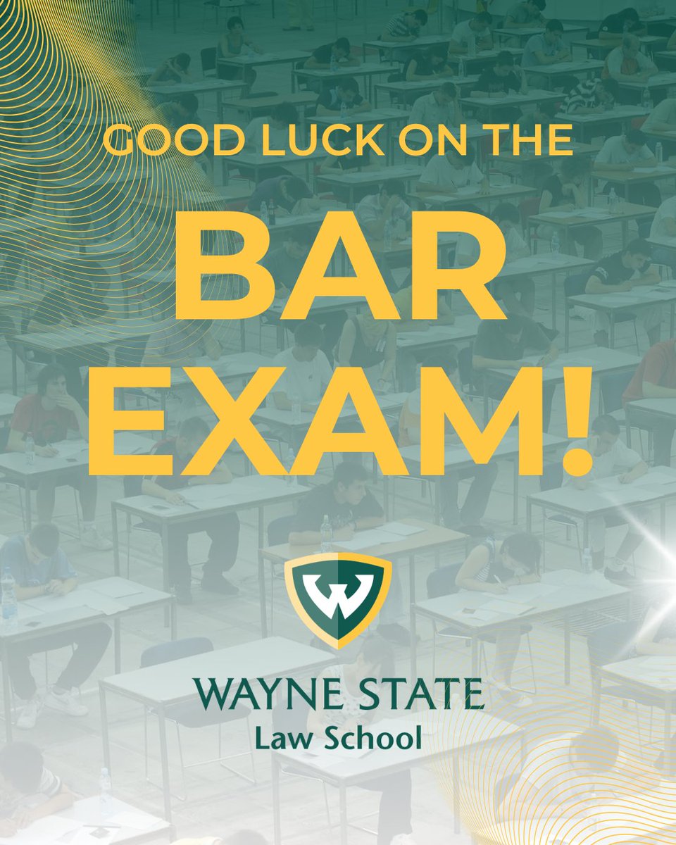 To our Wayne Law Graduates, 

Our heartfelt best wishes to you on the upcoming July bar examination. We're incredibly proud of you and how far you have already come. We believe in you, the fantastic Wayne Law alumni!