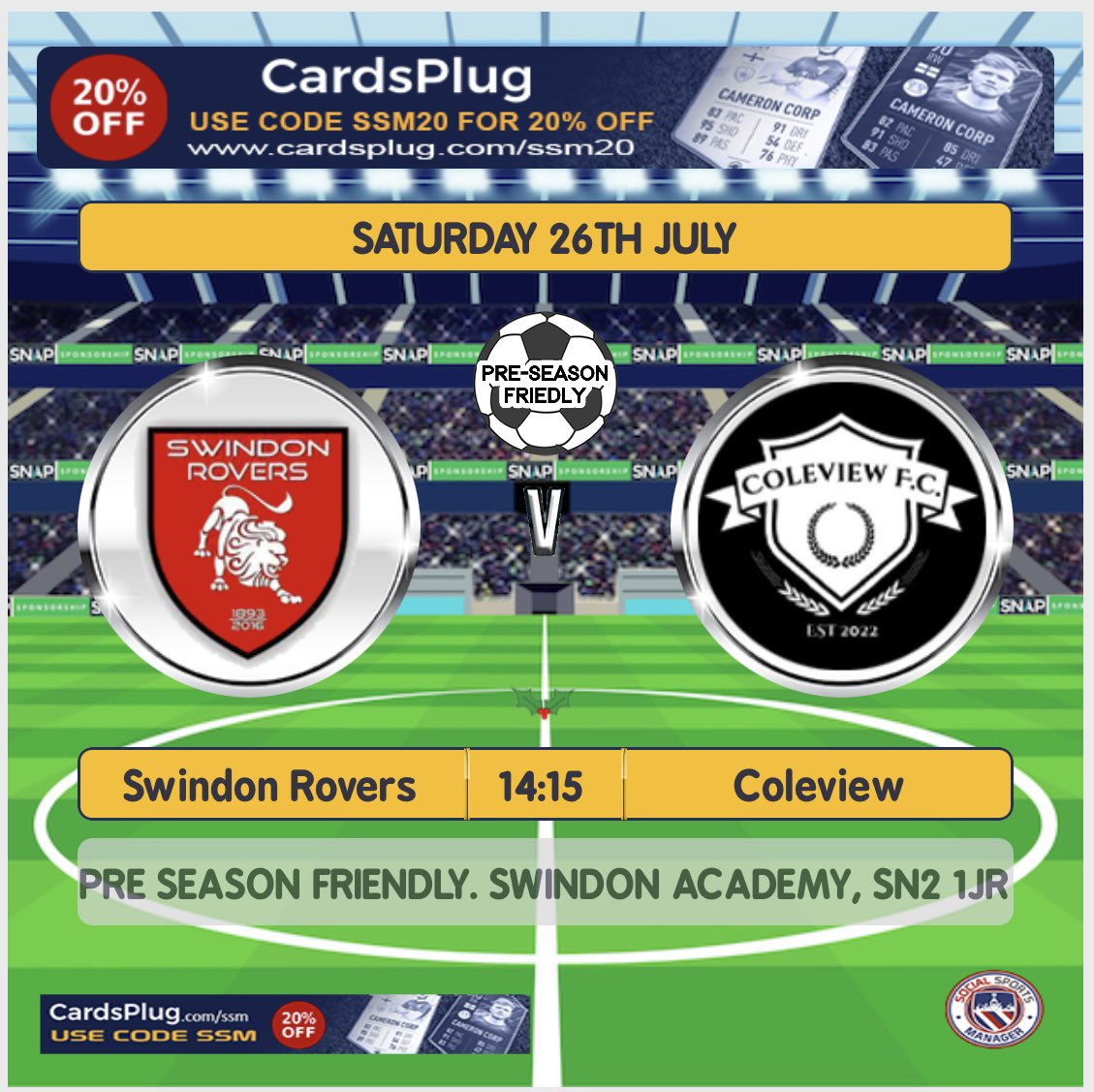 Coleview FC (@coleviewfc) on Twitter photo Pre season friendly #️⃣2️⃣
Tomorrow we take on fellow prem side <a href="/SwindonRovers/">Swindon Rovers FC</a> at Swindon Academy. More minutes and game time for the boys⚽️
UTC🟣⚫️ Pre season friendly #️⃣2️⃣
Tomorrow we take on fellow prem side <a href="/SwindonRovers/">Swindon Rovers FC</a> at Swindon Academy. More minutes and game time for the boys⚽️
UTC🟣⚫️