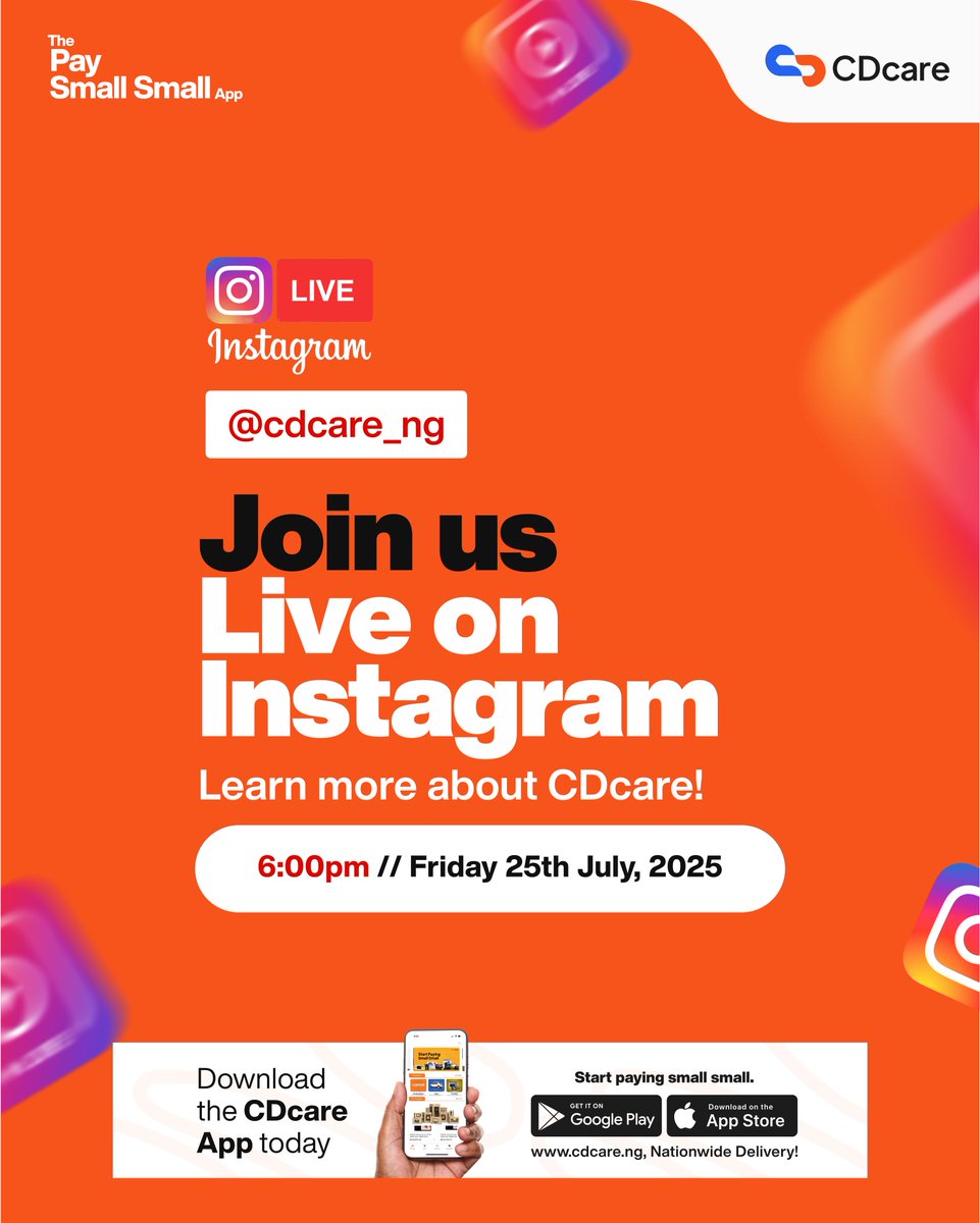 CDcareNG's tweet image. Set your reminder for 6 pm today and join us live on Instagram.

Don&apos;t miss out on this week&apos;s town hall meeting.

See you there,

#CDcare #cdcaretownhallmeeting