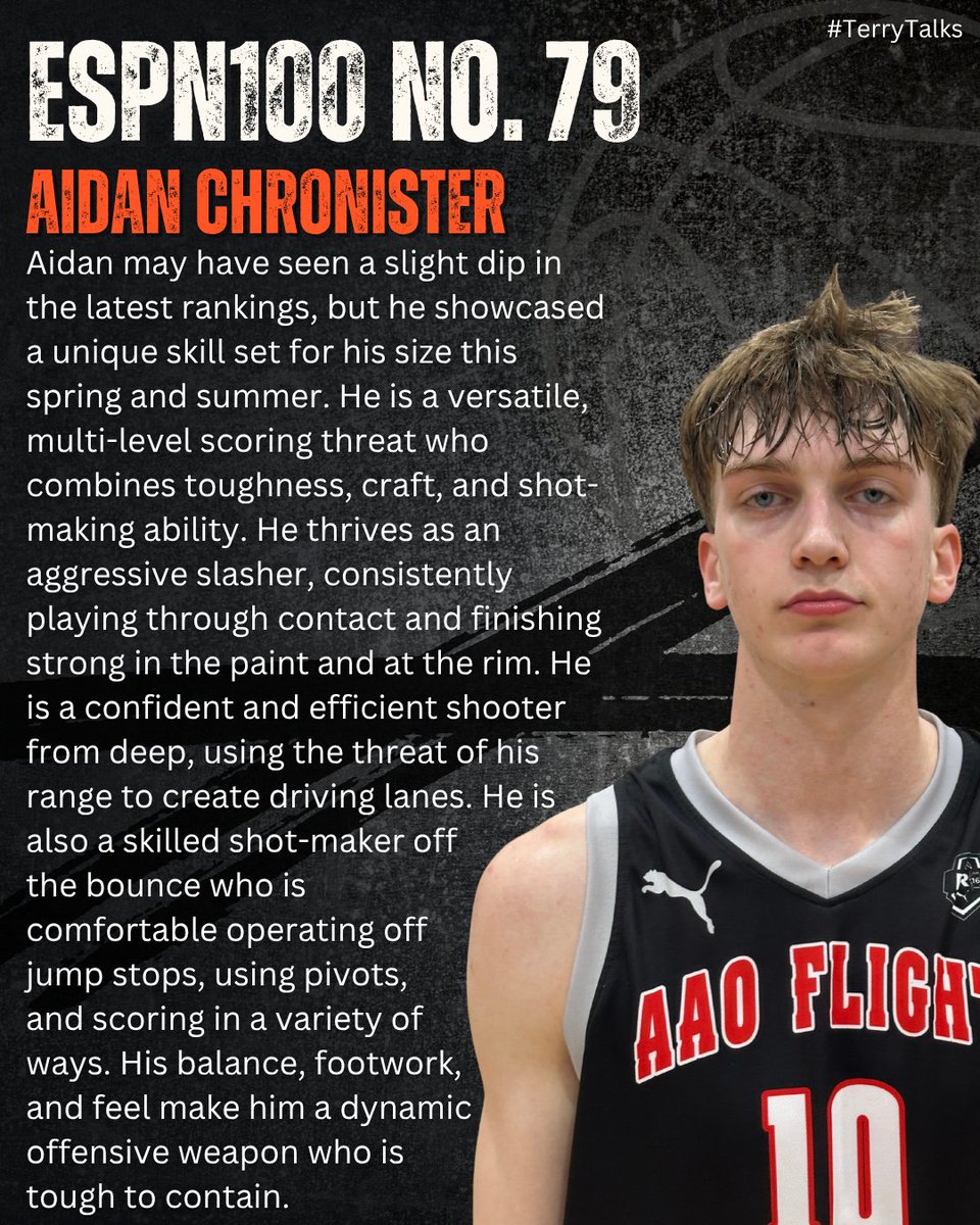 TDrakeBasktball's tweet image. 🚨 #TerryTalks 🚨
Aidan Chronister
ESPN100 No. 79
ESPN Scouting Profile ➡️ insider.espn.com/college-sports…
#PaulBiancardi #ESPN #ESPNRankings #SCNext @PaulBiancardi @SCNext @TheUCReport #Pro16League #PumaHoops @PRO16League @PumaHoops @MattReynolds___ @AidanChronist1 @FlightAAO…