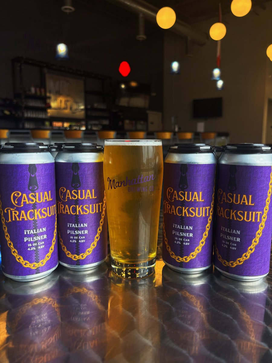 🚨🍻 NEW BEER ON TAP 🍻🚨
Say hello to Casual Tracksuit – a crisp Italian-style Pilsner brewed with Hallertau Mittelfruh hops. 4.2% ABV, dry, hoppy, and just the right touch of sweet.
On tap &amp; in 4-packs.
Doors open at 5pm today!
Catch us at the Farmers Market tomorrow 8am–1pm!