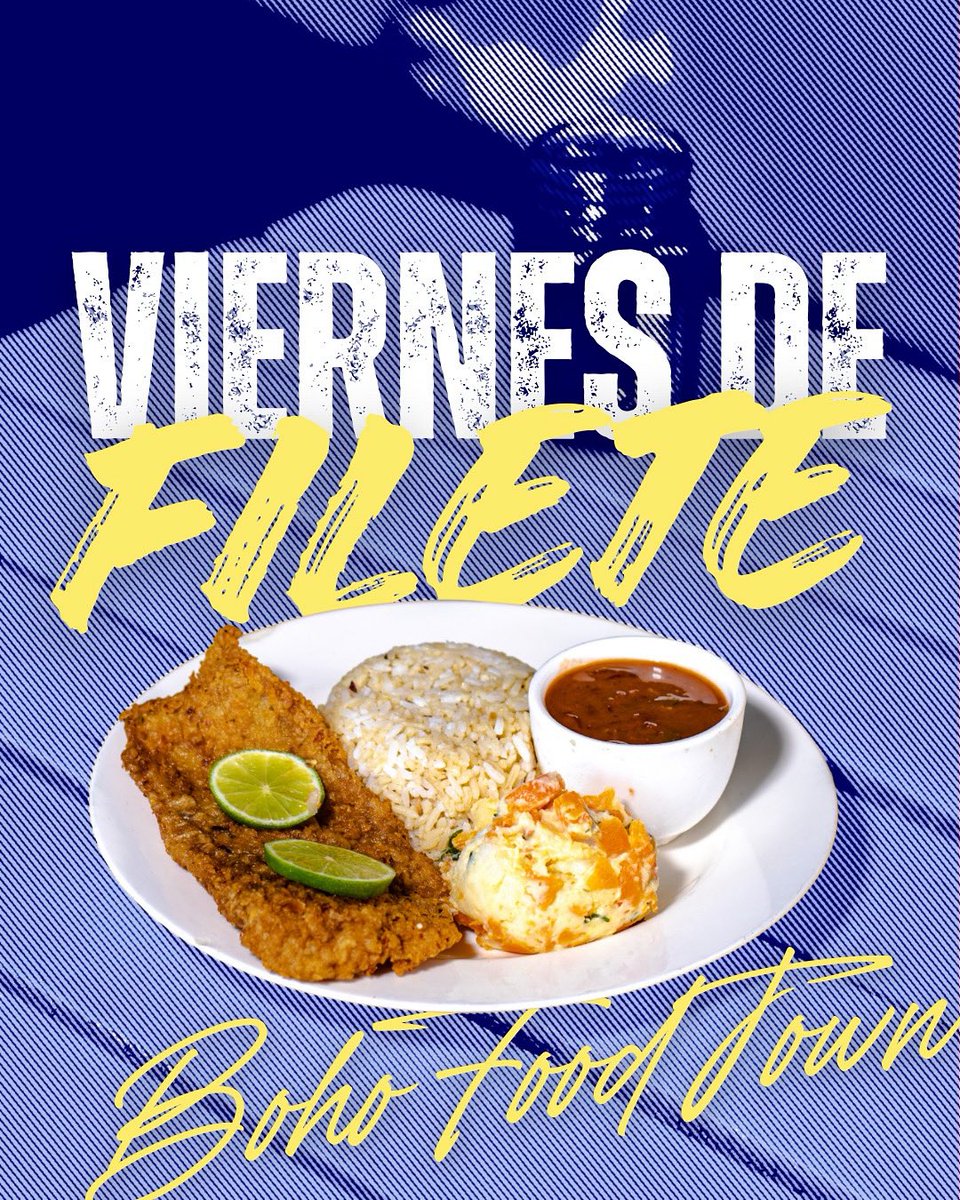 🔥🔥 VIERNESITOOOO DE FILETEEE aquí en Boho!! Desde las 1145am vente a disfrutar de nuestro menú lunch de hoy 🥘 puedes escoger entre Costillitas o Filete de Pescado con salsa tártara de cilantro ambos con arroz con coco, ensalada y frijoles… una Rambuleriaaa viviente!!