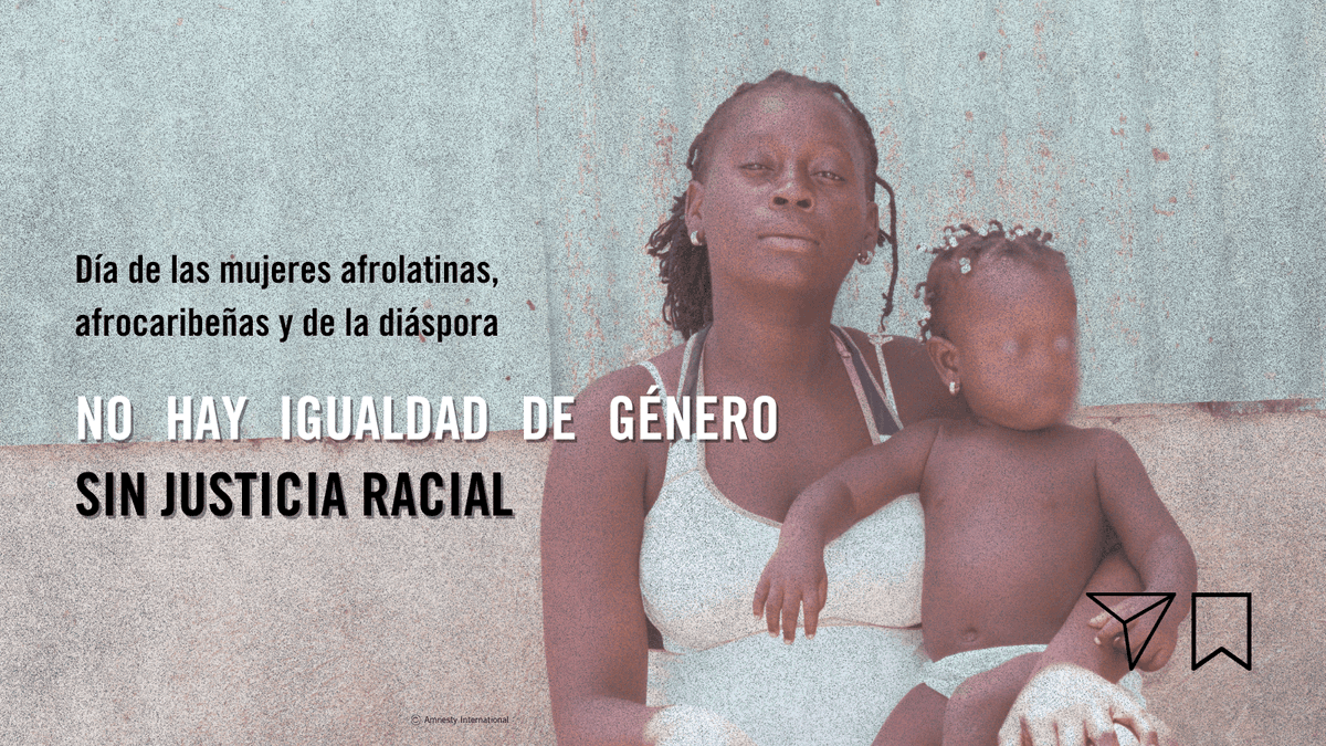 AmnistiaOnline's tweet image. Recordatorio 👉🏾 No seremos libres hasta que todas sean libres.
No hay igualdad de género que valga sin justicia racial.
25 de julio - Día de las mujeres afrolatinas, afrocaribeñas y de la diáspora 💜 🖤