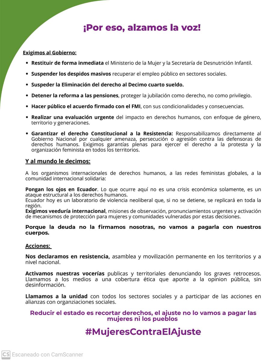 #Decreto60 
El  Movimiento de Mujeres se pronunció sobre las medidas tomadas por el presidente #DanielNoboa, mismas que las denominan como un "golpe desde el poder a los derechos conquistados". 
 
Consideran que la fusión del Ministerio de la Mujer con el Ministerio de Gobierno