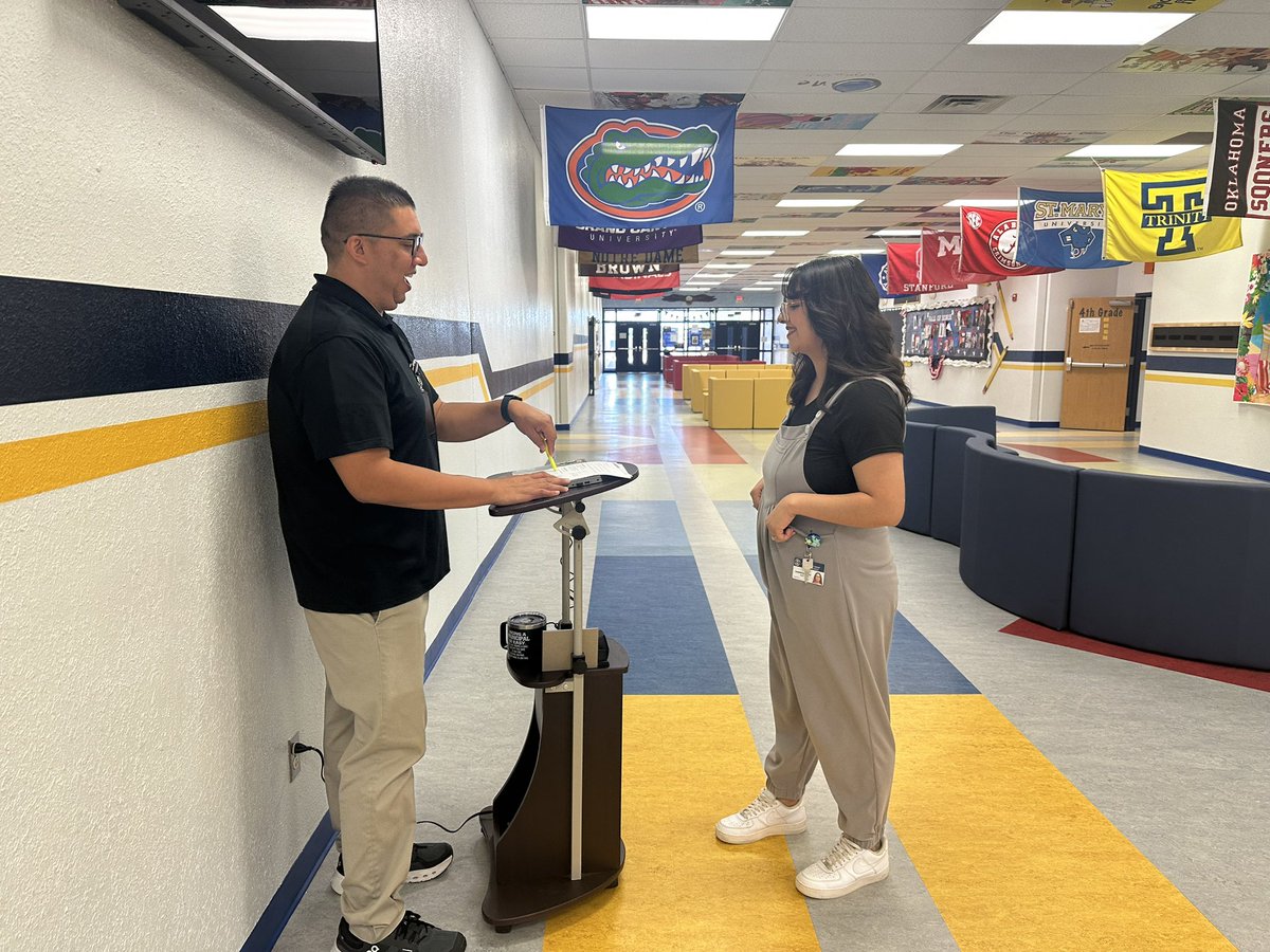 Principal Villalba conducting daily check-ins. #VisibilityMatters #United4Excellence #ClintISD