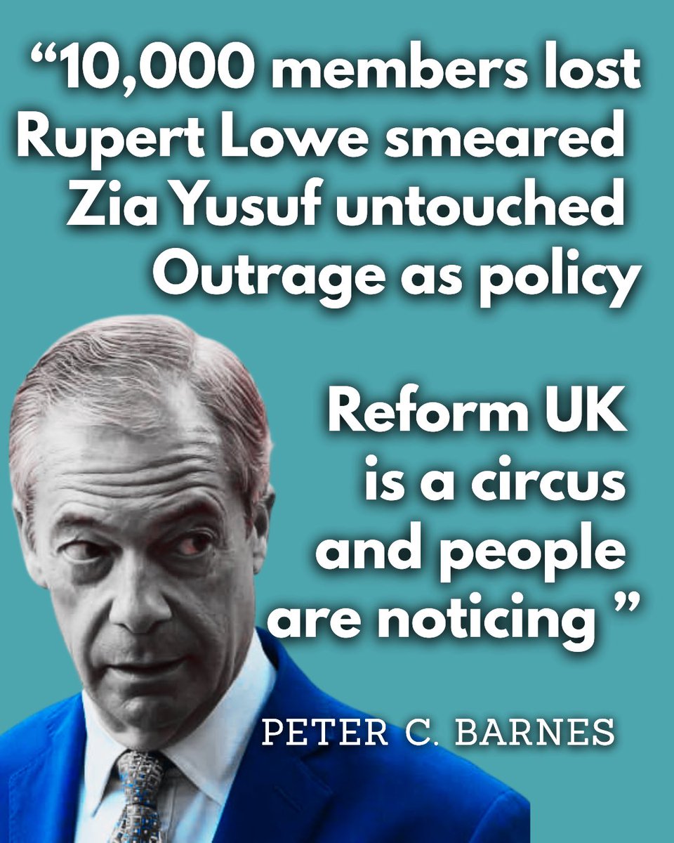 PCBarnes123's tweet image. .@Reformuk is in full circus mode – 10,000 members gone
Rupert Lowe smeared
Zia Yusuf untouched
Policy Pantomime
Revolving door for failed Tories
1/3 of members questioning leadership
Meanwhile, #Corbyn is building a new left-wing insurgency
#ReformUK is drowning in self-made…