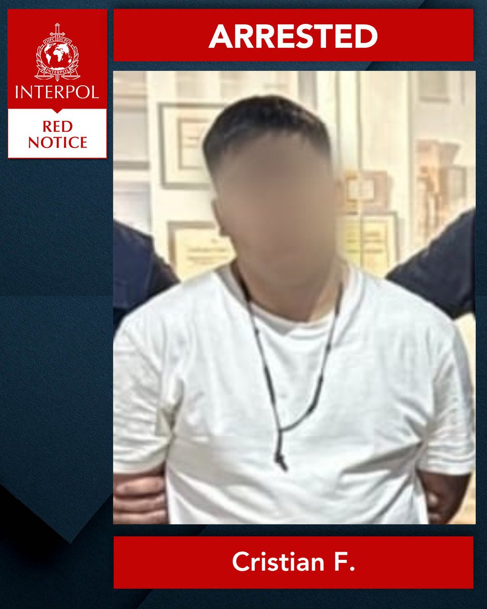 interpolwanted's tweet image. Argentina's🇦🇷police captured a #RedNotice fugitive wanted by Spain🇪🇸 within the framework of
@ELPACCTO.
The 31-year-old, believed to be part of a criminal gang involved in the theft of high-end watches and jewellery was identified by the rosary he also wore in his mugshot.