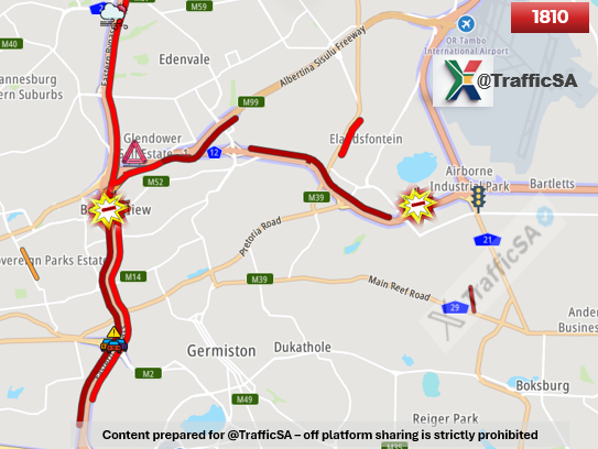 TrafficSA's tweet image. Ekurhuleni - Live View:  #CRASH DELAYS