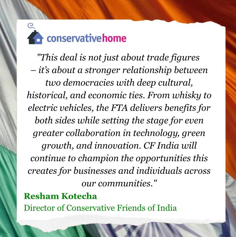 CF India (@wearecfindia) on Twitter photo 📢 Our Director <a href="/ReshamKotecha/">Resham Kotecha</a> sets out why the UK-India trade deal is a defining moment for both nations 🇬🇧🇮🇳
Read below👇
conservativehome.com/2025/07/25/res… 📢 Our Director <a href="/ReshamKotecha/">Resham Kotecha</a> sets out why the UK-India trade deal is a defining moment for both nations 🇬🇧🇮🇳
Read below👇
conservativehome.com/2025/07/25/res…