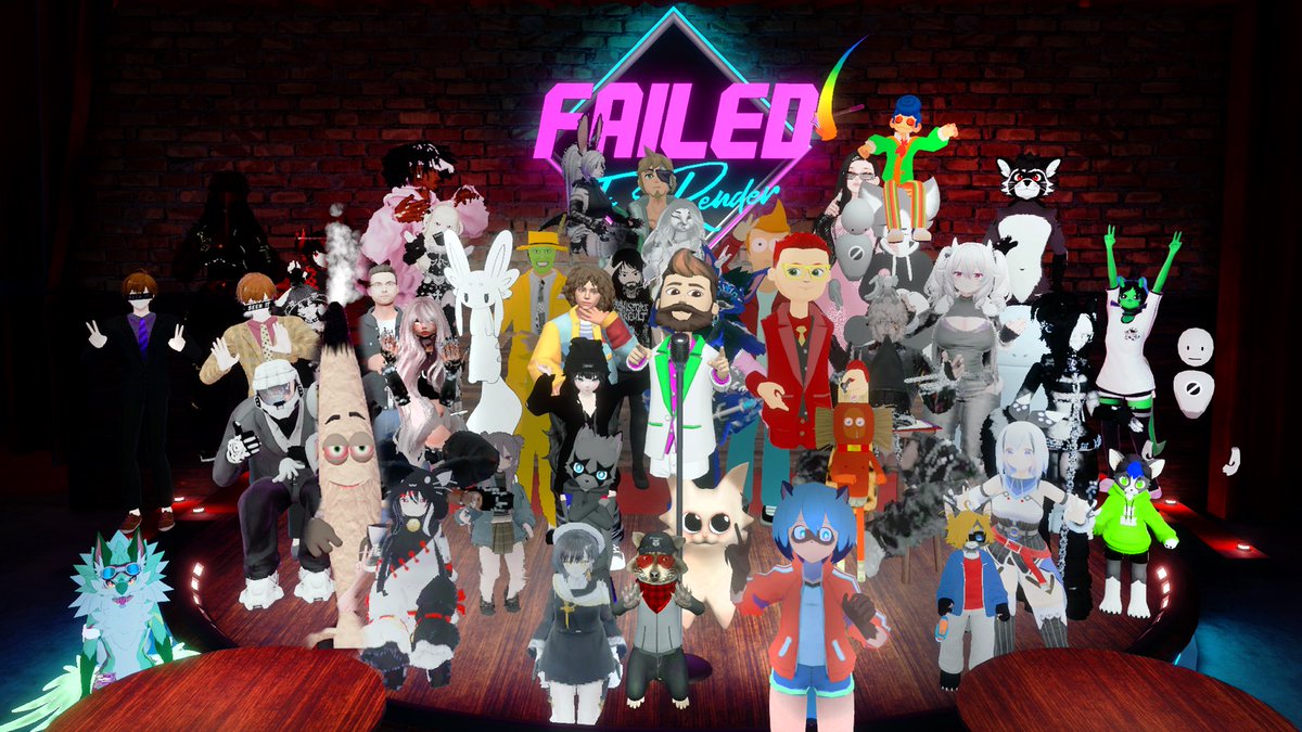 failedtorender's tweet image. Thank you for having us @EnVket ! Amazing evening all around! Shoutouts to @Resnauv ! Chino LaForge! Jason Emmel! @RexxyRocker ! And SEEN IT! Most of all thank you to @VRChat for existing.