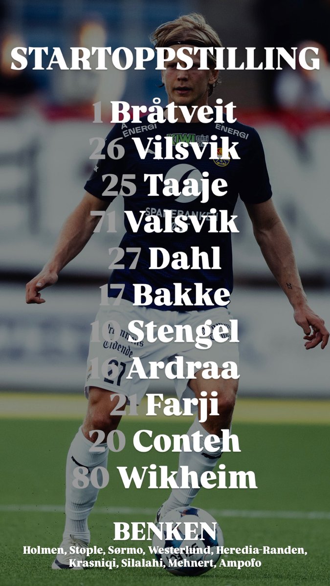 Her er laget som starter mot Fredrikstad!

Sendestart 18:40 på TV 2 Sport 1 📺
Kampstart 19:00 💪🏼