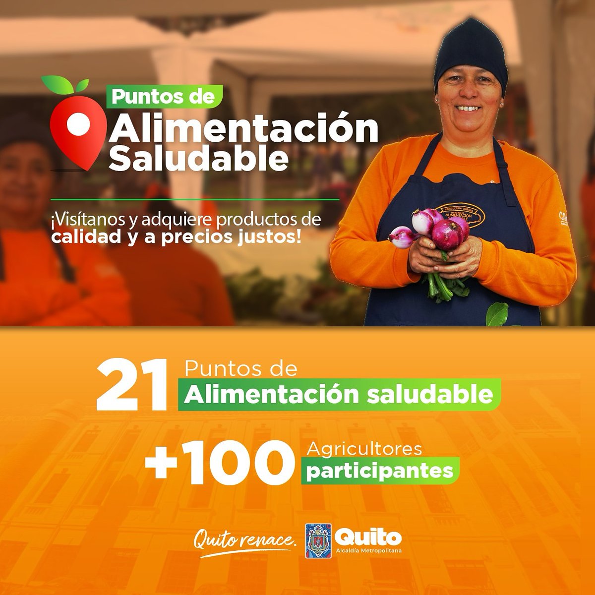 🌱#BuenasNoticias | Estamos activos en los 21 Puntos de Alimentación Saludable.

Encuentra alimentos frescos, sanos, libres de agrotóxicos, cultivados por vecinas y vecinos de #Quito.

¡Visítanos!

Conoce los lugares y horarios 👇
conquito.org.ec/agricultura-ur…

#QuitoRenace