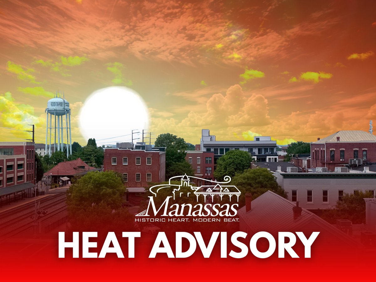 CityofManassas's tweet image. ☀️🌡️ 𝗛𝗘𝗔𝗧 𝗔𝗗𝗩𝗜𝗦𝗢𝗥𝗬 in effect now through next week! Please take precautions.
✅ Find nearest cooling center:
➡ Manassas Museum
➡ Manassas City Community Center
➡ Stonewall Park Pool - 11AM-6PM w/ Sat-Wed 50% Off Entry. manassasva.gov/parks_culture_…