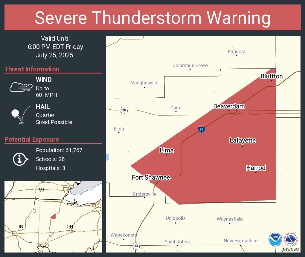 Severe T-Storm Warning for Allen County until 6 PM. #ohwx