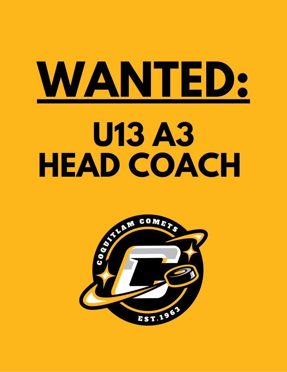 We're looking to fill our U13 A3 Head Coach position!  Qualified candidates, please apply here: coquitlamminorhockey.org/apply-to-be-a-… 
Questions?  Contact coach@coqmha